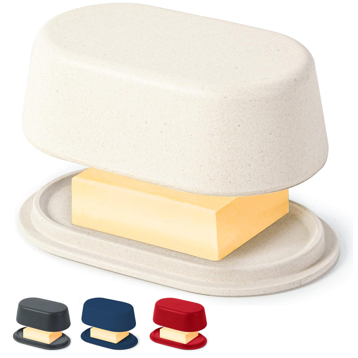 Bamboo Fiber Butter Dish with Lid