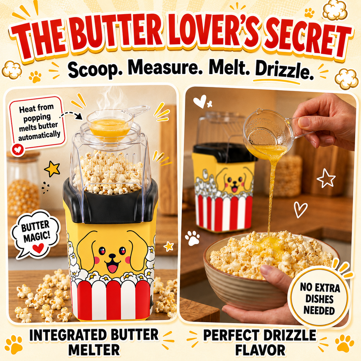 Pupcorn 1200W Hot Air Popcorn Maker