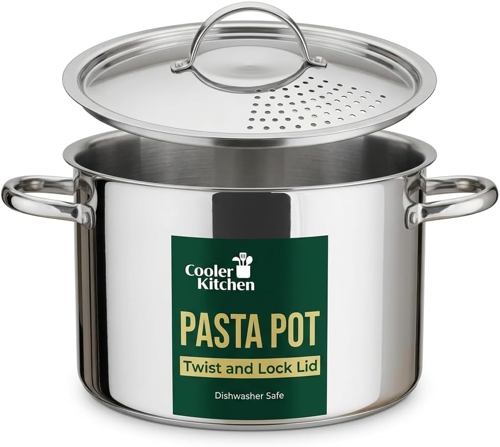5.5-Quart Stainless Steel Pasta Pot with Strainer Lid