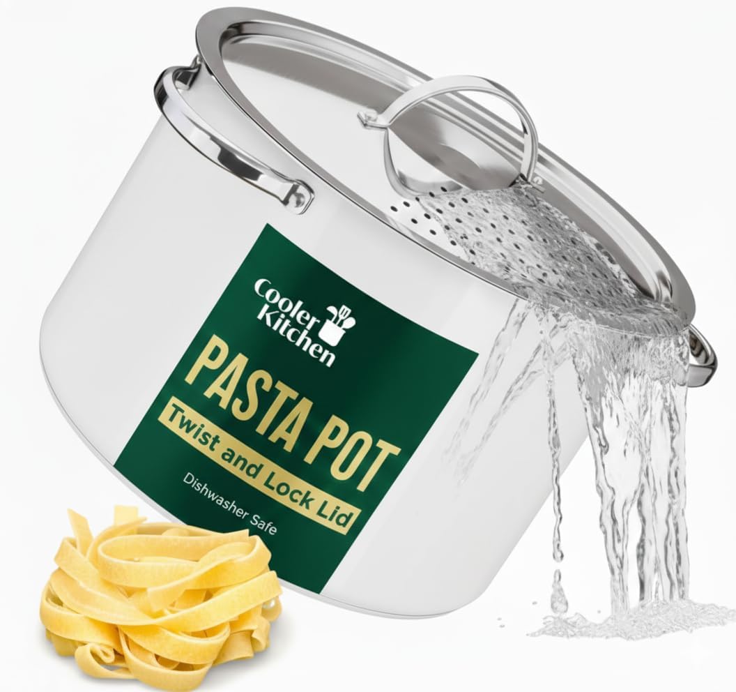 5.5-Quart Stainless Steel Pasta Pot with Strainer Lid