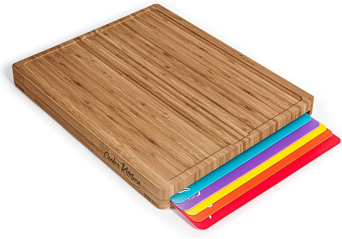 Bamboo Cutting Board Set with 6 Prep Mats