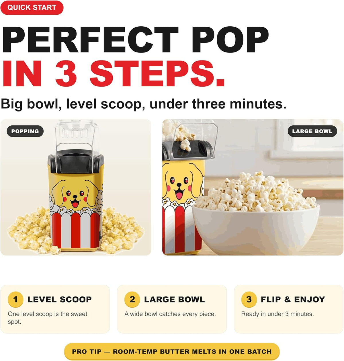 Pupcorn 1200W Hot Air Popcorn Maker