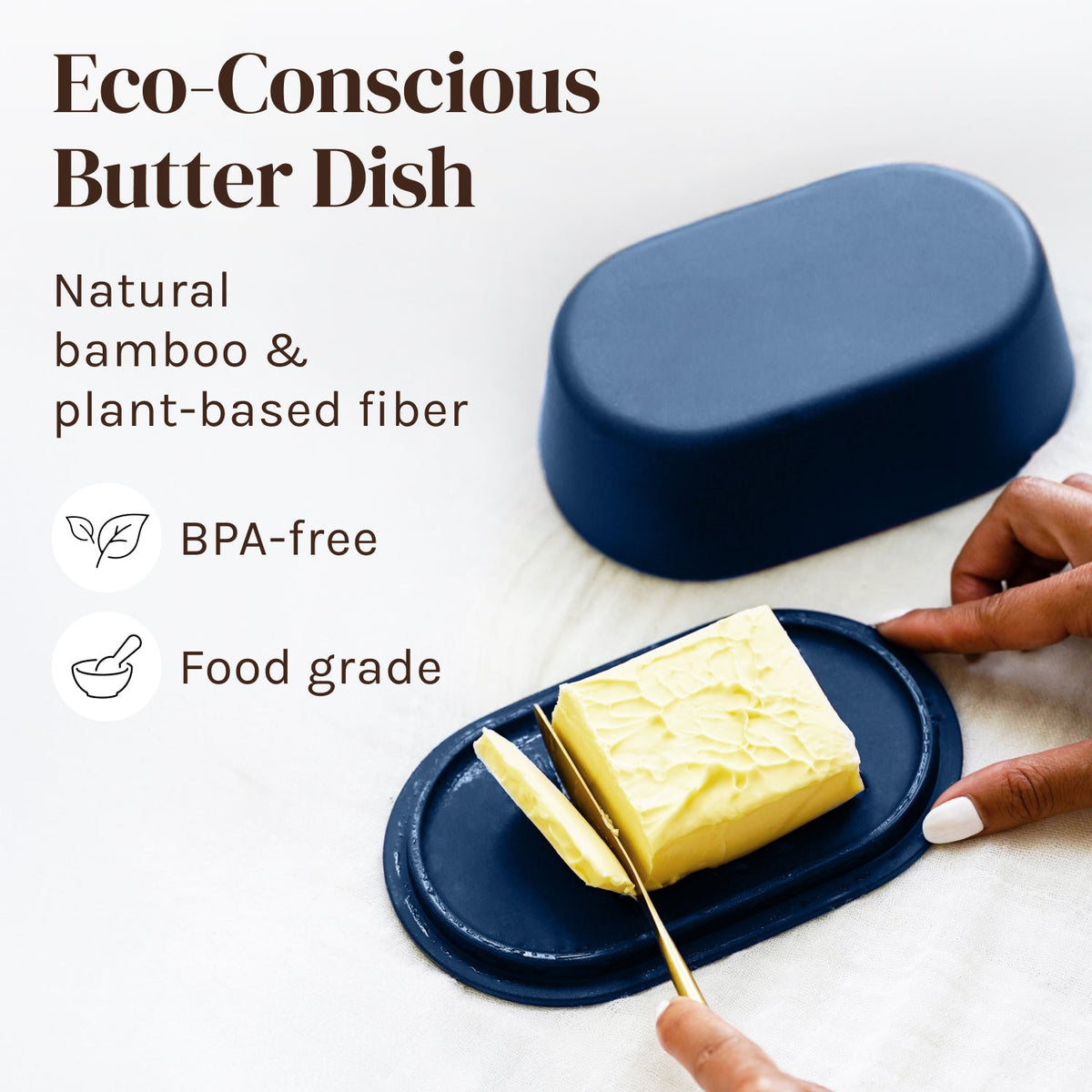 Bamboo Fiber Butter Dish with Lid