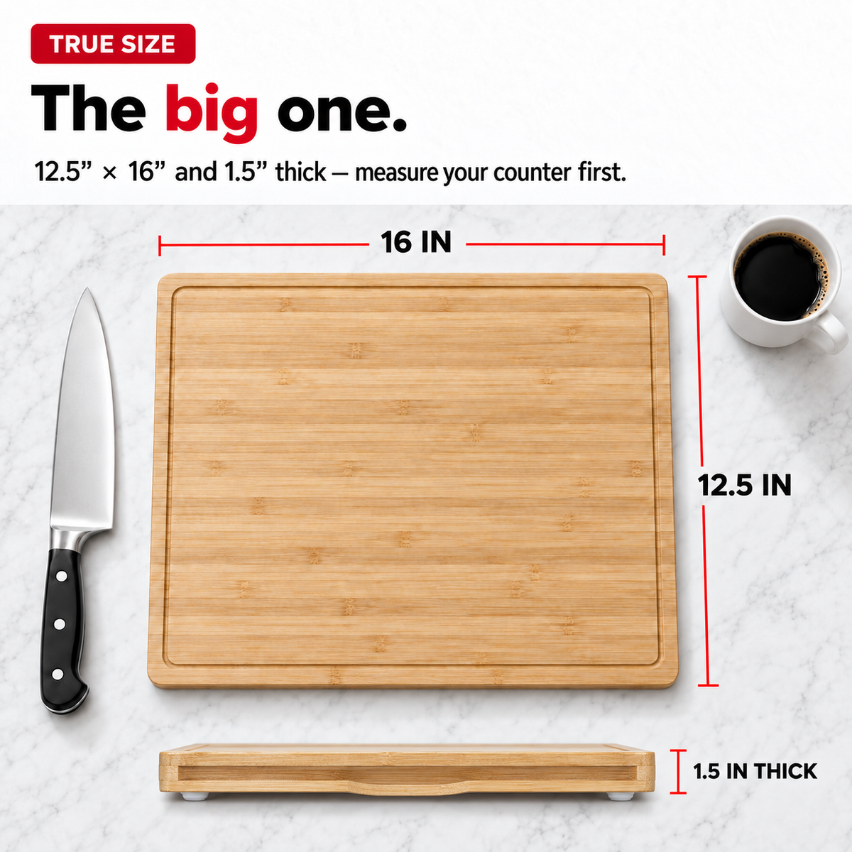 Bamboo Cutting Board Set with 6 Prep Mats