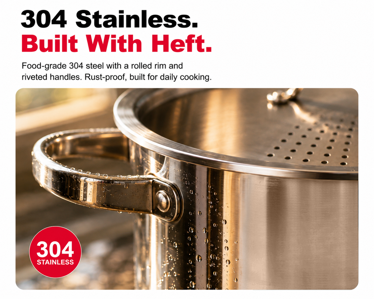 5.5-Quart Stainless Steel Pasta Pot with Strainer Lid