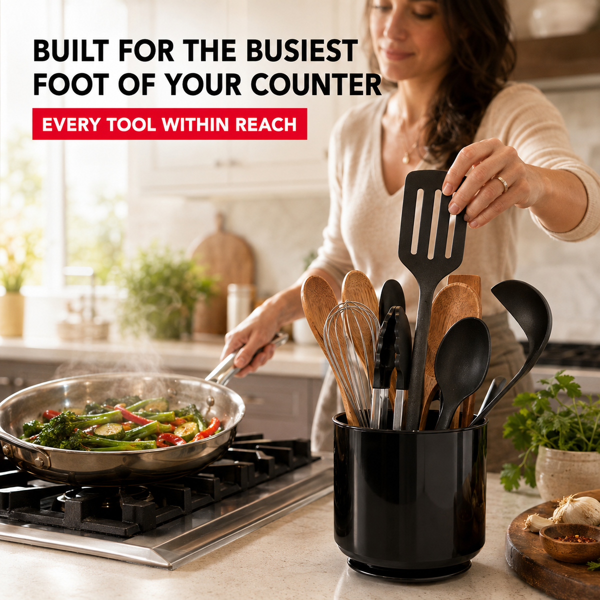 Large Rotating Kitchen Utensil Holder