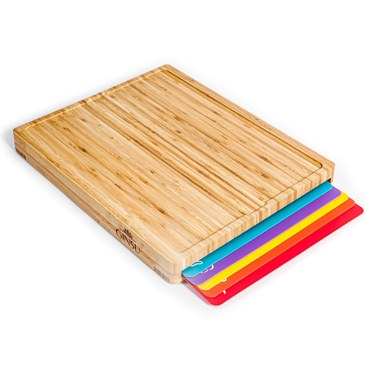 Ginsu Bamboo Cutting Board with 6 Mats