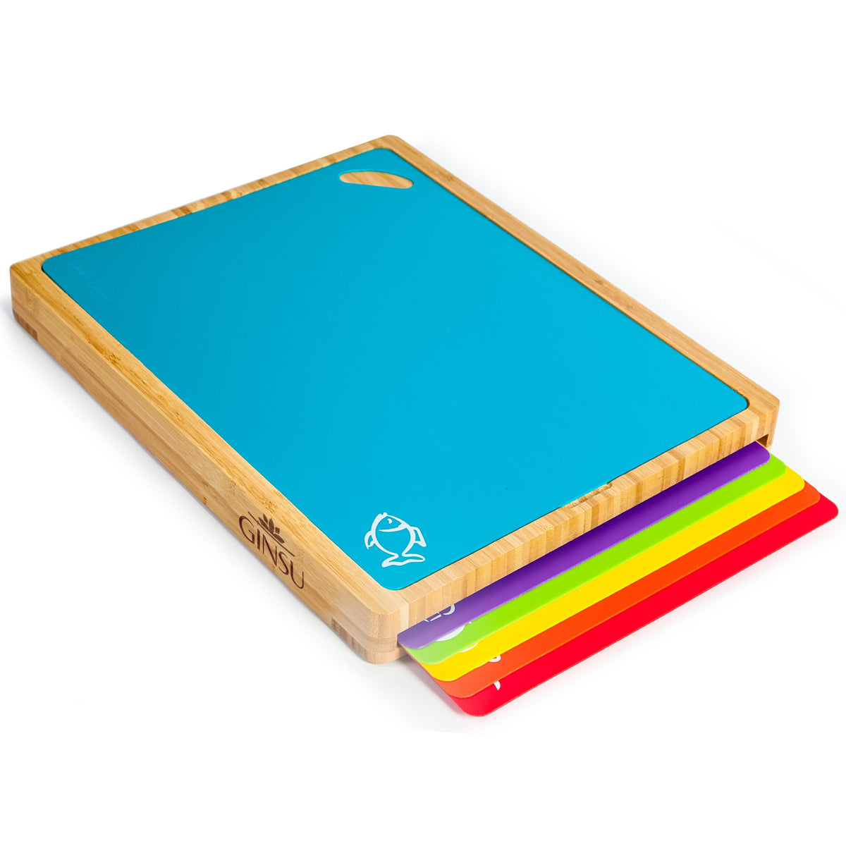 Ginsu Bamboo Cutting Board with 6 Mats