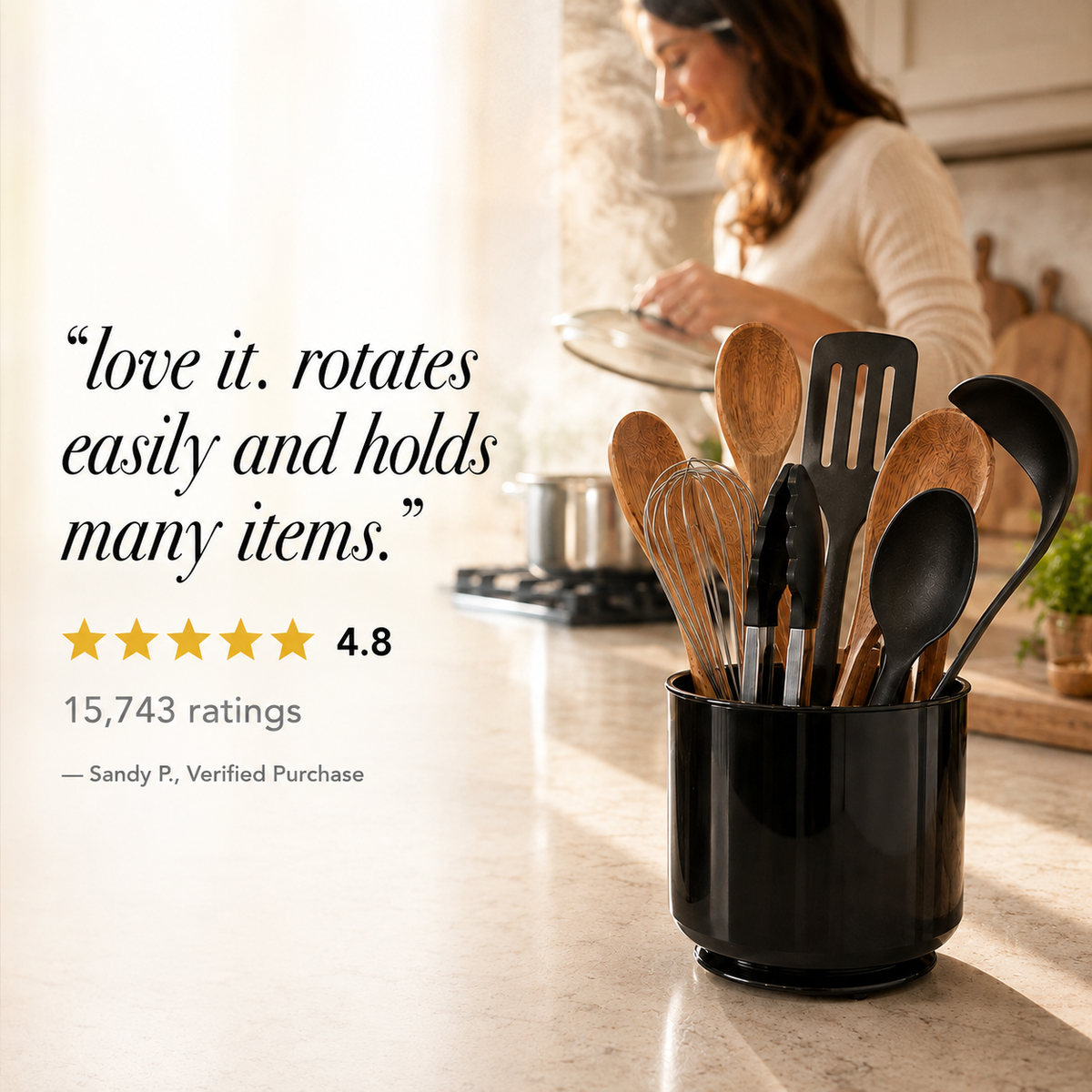 Large Rotating Kitchen Utensil Holder