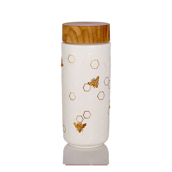 Honey Bee Ceramic Travel Mug / Gold 12.3 oz by ACERA LIVEN