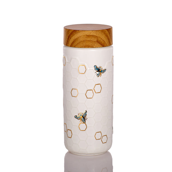 Honey Bee Ceramic Travel Mug / Gold 12.3 oz by ACERA LIVEN